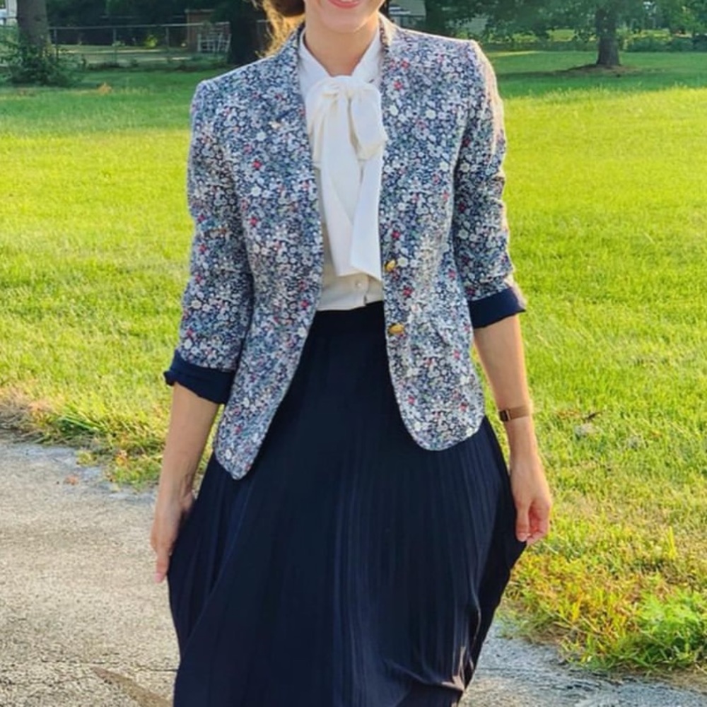 Liberty Floral J Crew Schoolboy Blazer Navy